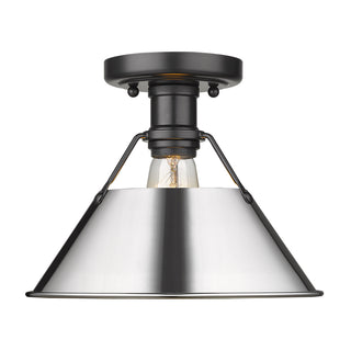 Buy matte-black-with-chrome-glass Orwell Outdoor (Damp) Flush Mount Light by Golden