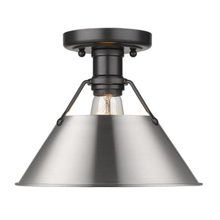 Buy matte-black-with-pewter-glass Orwell Outdoor (Damp) Flush Mount Light by Golden