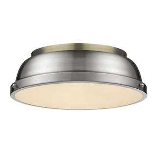 Buy aged-brass-with-pewter-glass Duncan Outdoor (Damp) Flush Mount Light by Golden