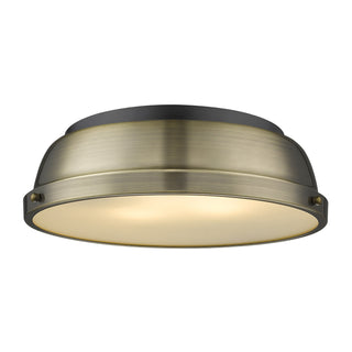 Buy matte-black-with-aged-brass-glass Duncan Outdoor (Damp) Flush Mount Light by Golden