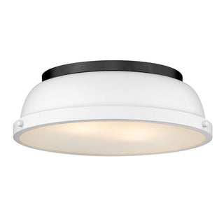 Buy matte-black-with-matte-white-glass-and-white-shade Duncan Outdoor (Damp) Flush Mount Light by Golden