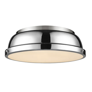 Buy pewter-with-chrome-glass Duncan Outdoor (Damp) Flush Mount Light by Golden