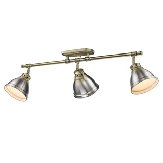 Buy aged-brass-with-pewter-glass Duncan Outdoor (Damp) Directional Semi-Flush Mount Light by Golden