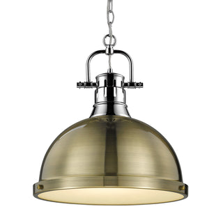 Buy chrome-with-aged-brass-glass Duncan Outdoor (Damp) Pendant by Golden