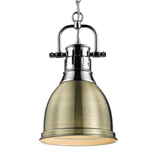 Buy chrome-with-aged-brass-glass Duncan Outdoor (Damp) Pendant by Golden