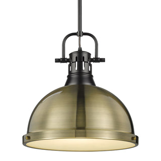 Buy matte-black-with-aged-brass-glass Duncan Outdoor (Damp) Pendant by Golden