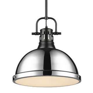 Buy matte-black-with-chrome-glass Duncan Outdoor (Damp) Pendant by Golden