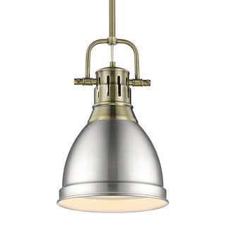Buy aged-brass-with-pewter-glass Duncan Outdoor (Damp) Pendant by Golden