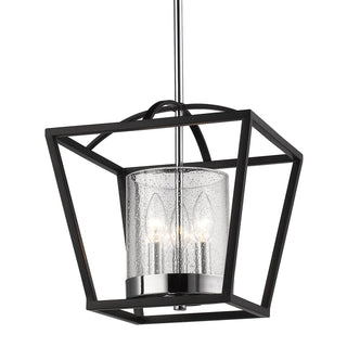 Buy matte-black-with-seeded-glass-glass-and-clear-seedy-shade Mercer Outdoor (Damp) Chandelier by Golden