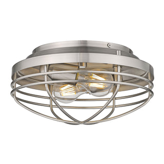 Buy pewter-with-pewter-glass Seaport Outdoor (Damp) Flush Mount Ceiling Light by Golden