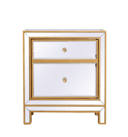 REFLEXION Nightstand by Elegant Lighting – Size: 21.00"L x 14.00"W x 24.00"H – Finish: Antique Gold – Elegant Lighting-MF72016G