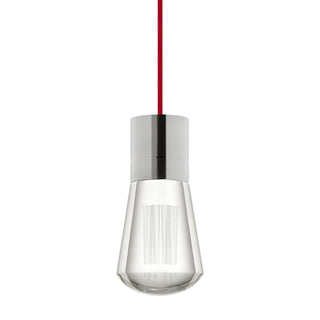 Buy satin-nickel-with-red-glass-and-clear-shade Alva Outdoor (Damp) Pendant by Visual Comfort Modern