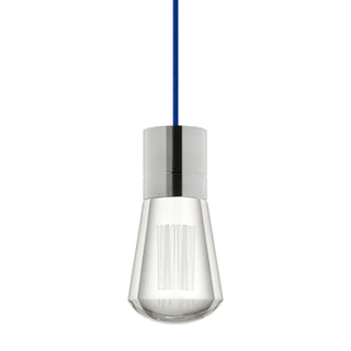 Buy satin-nickel-with-blue-glass-and-clear-shade Alva Outdoor (Damp) Pendant by Visual Comfort Modern