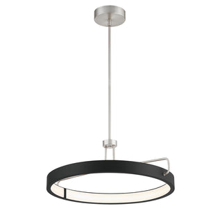 Buy satin-nickel-with-black-glass Pemberton Pendant by Eurofase