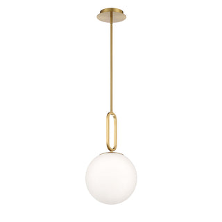 Buy gold-with-globe-white-glass-glass-and-white-shade Prospect Pendant by Eurofase