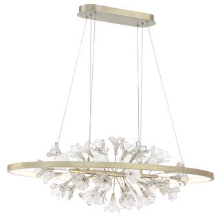 Buy silver-with-clear-glass-and-white-shade Clayton Chandelier by Eurofase