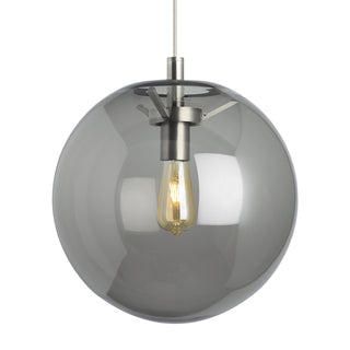 Buy satin-nickel-with-round-hand-blown-glass-pendant-glass-and-smoke-shade Palona Outdoor (Damp) Pendant by Visual Comfort Modern