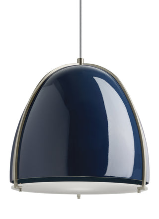 Buy blue-satin-nickel-with-fiberglass-glass-and-blue-shade Paravo Outdoor (Damp) Pendant by Visual Comfort Modern