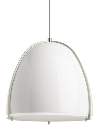 Buy gloss-white-satin-nickel-with-fiberglass-glass-and-white-shade Paravo Outdoor (Damp) Pendant by Visual Comfort Modern