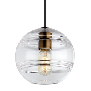 Buy aged-brass-with-transparent-glass-glass-and-clear-shade Sedona Outdoor (Damp) Pendant by Visual Comfort Modern