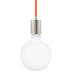 Satin Nickel with Orange Cord Glass and White Shade