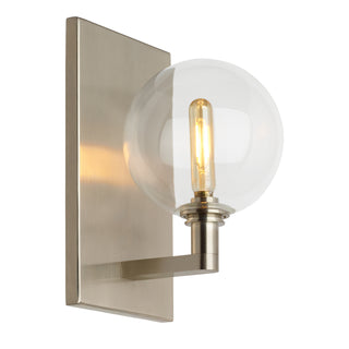 Buy satin-nickel-with-glass-glass-and-clear-shade Gambit Outdoor (Damp) Sconce by Visual Comfort Modern