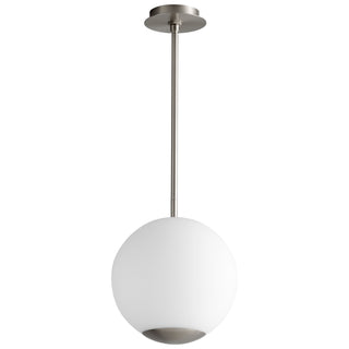 Buy satin-nickel-with-frost-white-glass-and-opal-shade Terra Outdoor (Damp) Pendant by Oxygen