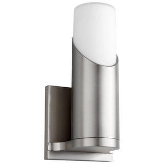 Buy satin-nickel-with-white-opal-glass-and-opal-shade Ellipse Outdoor (Damp) Sconce by Oxygen