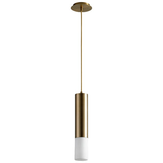 Buy aged-brass-with-satin-opal-glass-and-opal-shade Opus Outdoor (Damp) Pendant by Oxygen