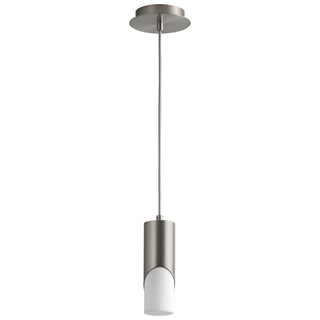 Buy satin-nickel-with-matte-white-glass-and-white-shade Ellipse Outdoor (Damp) Pendant by Oxygen