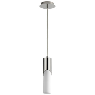 Buy polished-nickel-with-matte-white-glass-and-white-shade Ellipse Outdoor (Damp) Pendant by Oxygen