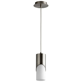 Buy satin-nickel-with-satin-opal-glass-and-white-shade Ellipse Outdoor (Damp) Pendant by Oxygen