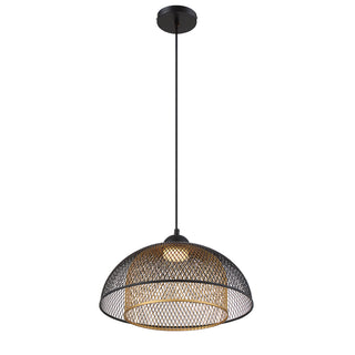 Buy black-with-dome-gold-steel-glass Kenmore Pendant by Eurofase