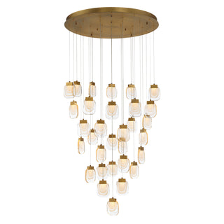 Buy gold-with-rectangular-clear-glass-glass Paget Chandelier by Eurofase