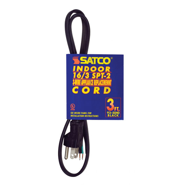3 Foot, 3 Wire Heavy Duty Replacement Garbage Disposal Cord Accessory for the  by Satco