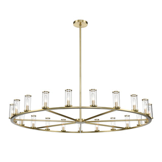 Buy clear-glass-natural-brass-and-clear-shade Revolve Chandelier by Alora