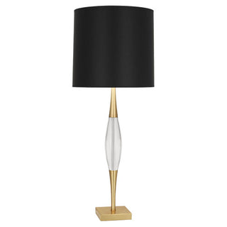 Buy modern-brass-w-clear-crystal-with-black-opaque-parchment-w-matte-gold-foil-lining-glass Juno Table Lamp by Robert Abbey