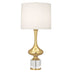 Modern Brass w/ Clear Crystal with Fondine Fabric Shade Glass