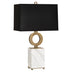 Warm Brass w/ White Marble with Black Painted Opaque Parchment Shade With White Lining Glass