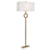 Warm Brass w/ White Marble with Shannon Oyster Linen Shade Glass