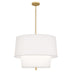 Modern Brass with Ascot White Fabric Shade Glass and White Shade