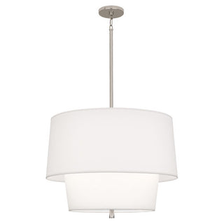 Buy polished-nickel-with-ascot-white-fabric-shade-glass-and-white-shade Decker Pendant by Robert Abbey
