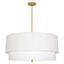 Modern Brass with Ascot White Fabric Glass and White Shade