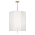 Modern Brass w/ Clear Crystal with Ascot White Fabric Shade Glass and White Shade