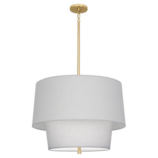 Buy modern-brass-with-pearl-gray-fabric-shade-glass Decker Pendant by Robert Abbey
