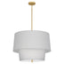 Modern Brass with Pearl Gray Fabric Shade Glass