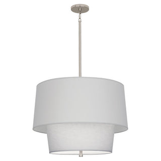 Buy polished-nickel-with-pearl-gray-fabric-shade-glass Decker Pendant by Robert Abbey
