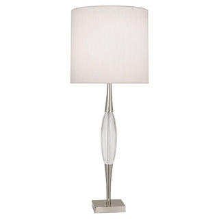 Buy polished-nickel-w-clear-crystal-with-pearl-dupoini-fabric-shade-glass Juno Table Lamp by Robert Abbey