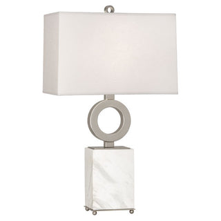 Buy antique-silver-w-white-marble-with-shannon-oyster-shade-glass Oculus Table Lamp by Robert Abbey