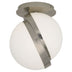 Polished Nickel with Cased White Glass Shade With Polished Nickel Accents Glass and White Shade